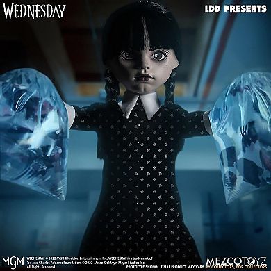Mezco LDD Wednesday Addams 10" Living Dead Doll - Gothic Collectible Figure, 5 Points Articulation