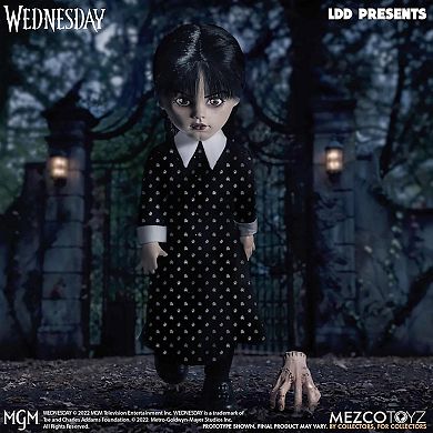 Mezco LDD Wednesday Addams 10" Living Dead Doll - Gothic Collectible Figure, 5 Points Articulation