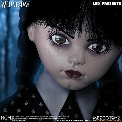 Mezco LDD Wednesday Addams 10" Living Dead Doll - Gothic Collectible Figure, 5 Points Articulation