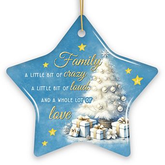 Whimsical Family Quote Ornament, Enchanting White Christmas Appreciation Gift and Tree Decor, Star