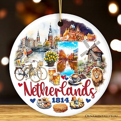 Picturesque Netherlands Heritage Christmas Ornament, Dutch Culture Travel Souvenir Gift Version 2