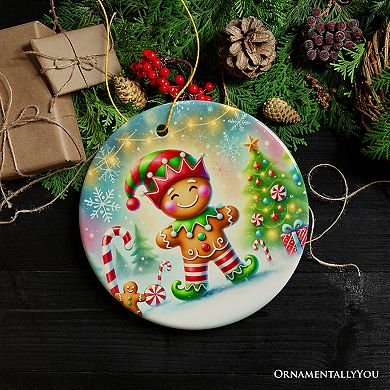 Gingerbread Man as a Christmas Elf Ornament, Magical Holiday Gift and Tree Decor, V2