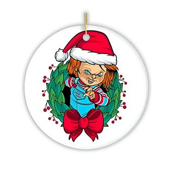 Santa Chucky Christmas Ornament, Circle Version