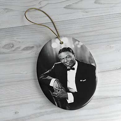 Vintage Nat King Cole Christmas Ornament, 1940s 1950s Black and White Jazz Decoration