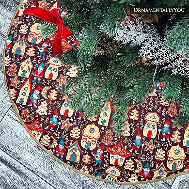 Gnome Folk Pattern Vintage Christmas Tree Skirt (48 Inches)