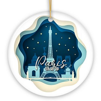 Eiffel Tower Paris at Night Scene in 3D Paper Art Gift Christmas Ornament