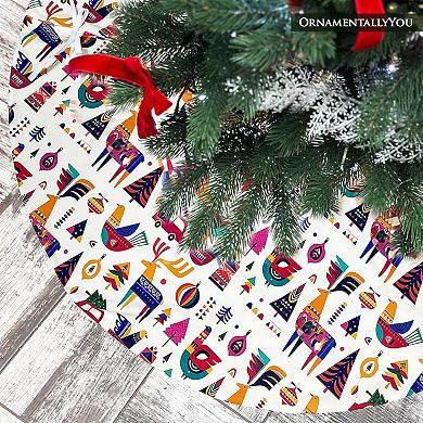 Scandinavian Folk Style Christmas Tree Skirt (48 Inches)