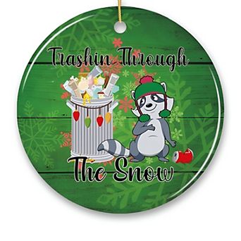 Trashin Through the Snow Raccoon Christmas Ornament