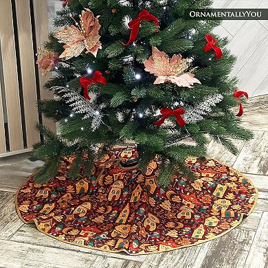 Gnome Folk Pattern Vintage Christmas Tree Skirt (60 Inches)