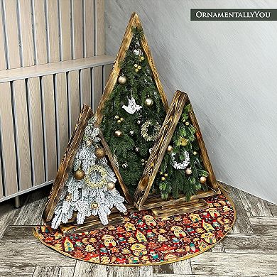 Gnome Folk Pattern Vintage Christmas Tree Skirt (60 Inches)