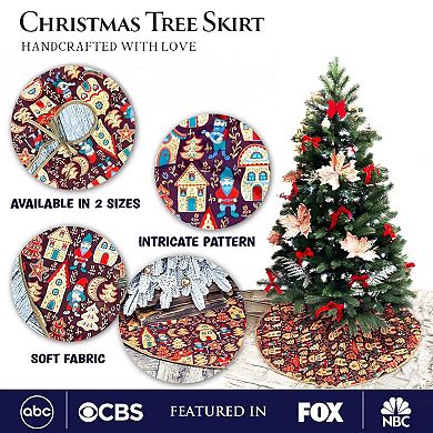 Gnome Folk Pattern Vintage Christmas Tree Skirt (60 Inches)
