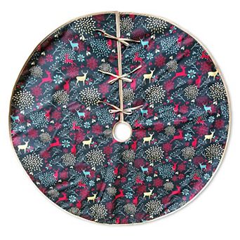 Gold and Red Deer Decoration Pattern Holiday Tree Skirt (60 Inches)