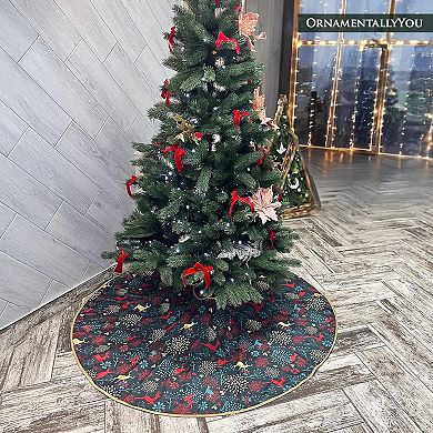 Gold and Red Deer Decoration Pattern Holiday Tree Skirt (60 Inches)