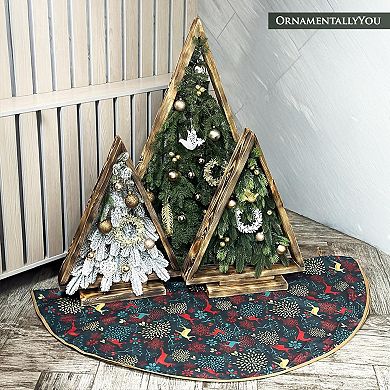 Gold and Red Deer Decoration Pattern Holiday Tree Skirt (48 Inches)