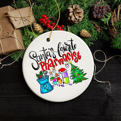 Santa’s Favorite Pharmacist Christmas Ornament, Pharmacy Appreciation Gift