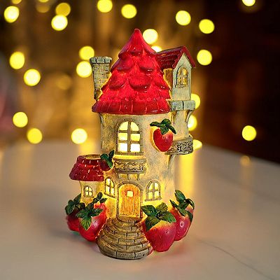 Solar Powered Strawberry Fairy Home Garden Statue, 10