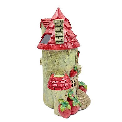Solar Powered Strawberry Fairy Home Garden Statue, 10" Unique Spring Decoration