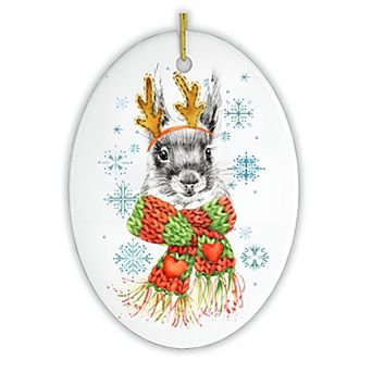 Watercolor Squirrel Christmas Ornament