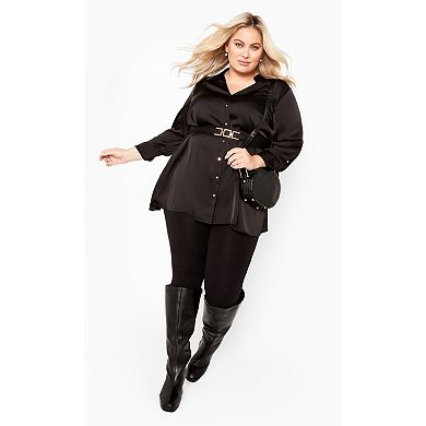 Avenue Women's Plus Size Eva Longline Gold Waist Belt Shirt