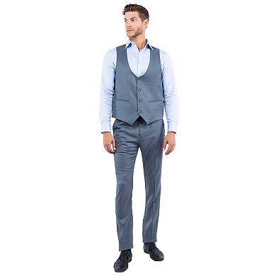 Men's 3pc Plaid Hybrid-Fit Suit Set