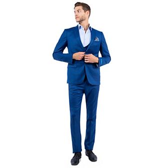Men's 3 pc Plaid Hybrid-Fit Suit Set