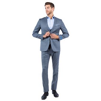 Men's 3 pc Plaid Hybrid-Fit Suit Set
