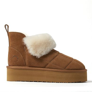Dearfoams Bayswater Puff Women's Platform Shearling Bootie Slippers