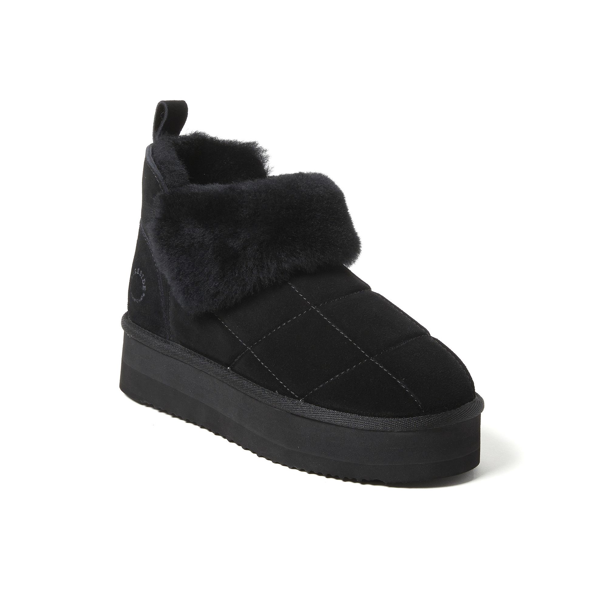 Dearfoams Bayswater Puff Womens Platform Shearling Bootie Slippers, Size: 