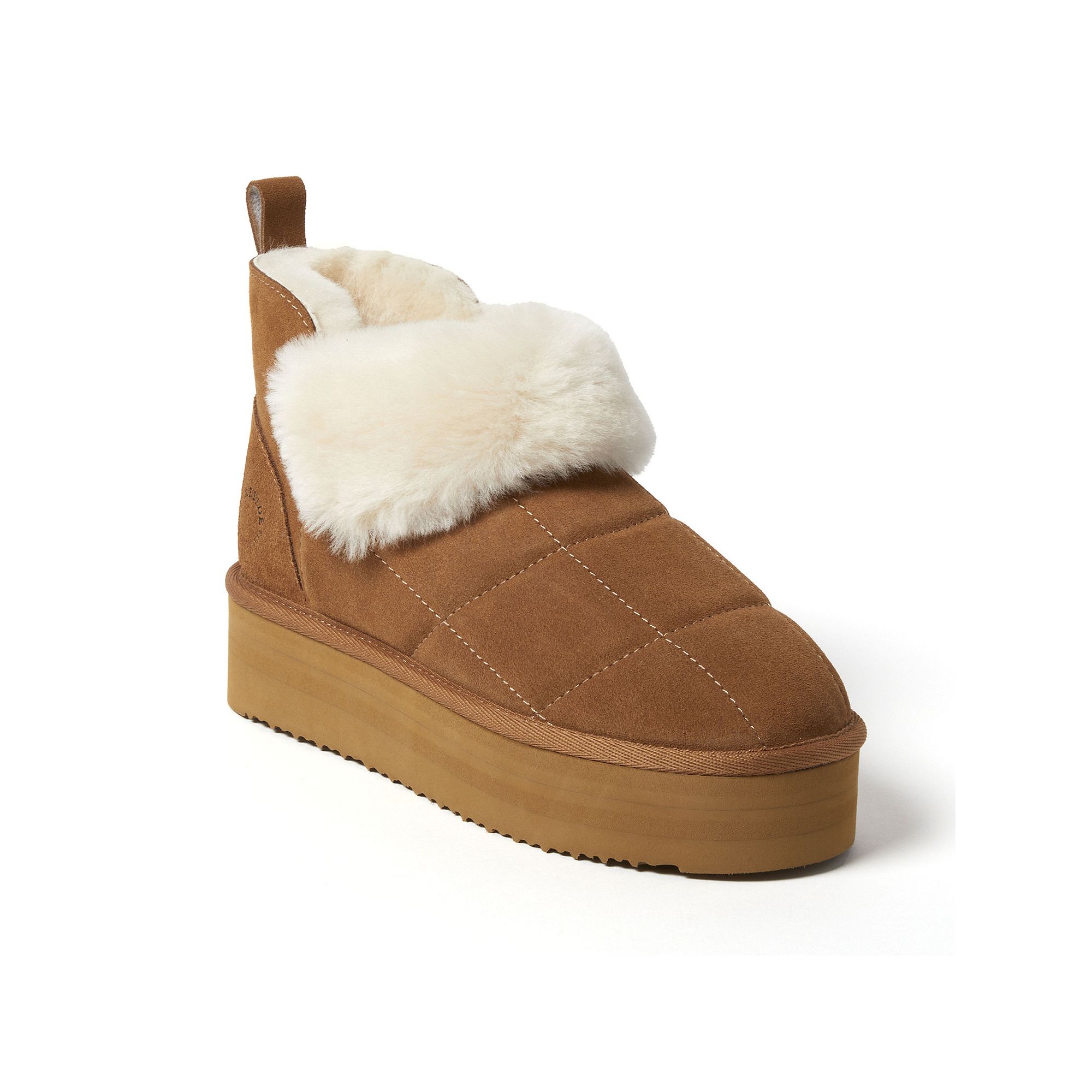 Dearfoams Bayswater Puff Womens Platform Shearling Bootie Slippers, Size: 