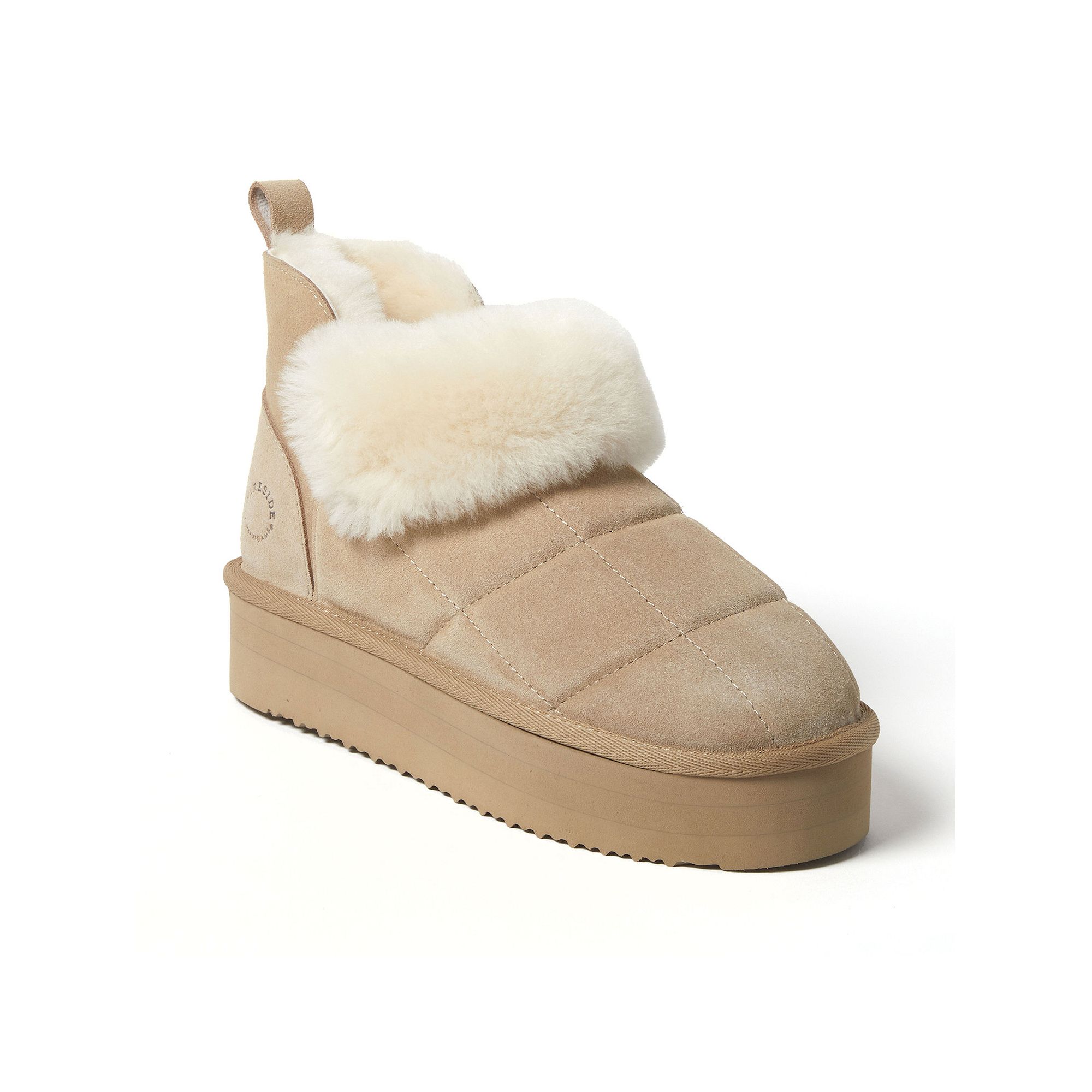 Dearfoams Bayswater Puff Womens Platform Shearling Bootie Slippers, Size: 