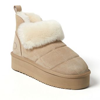 Dearfoams Bayswater Puff Women's Platform Shearling Bootie Slippers