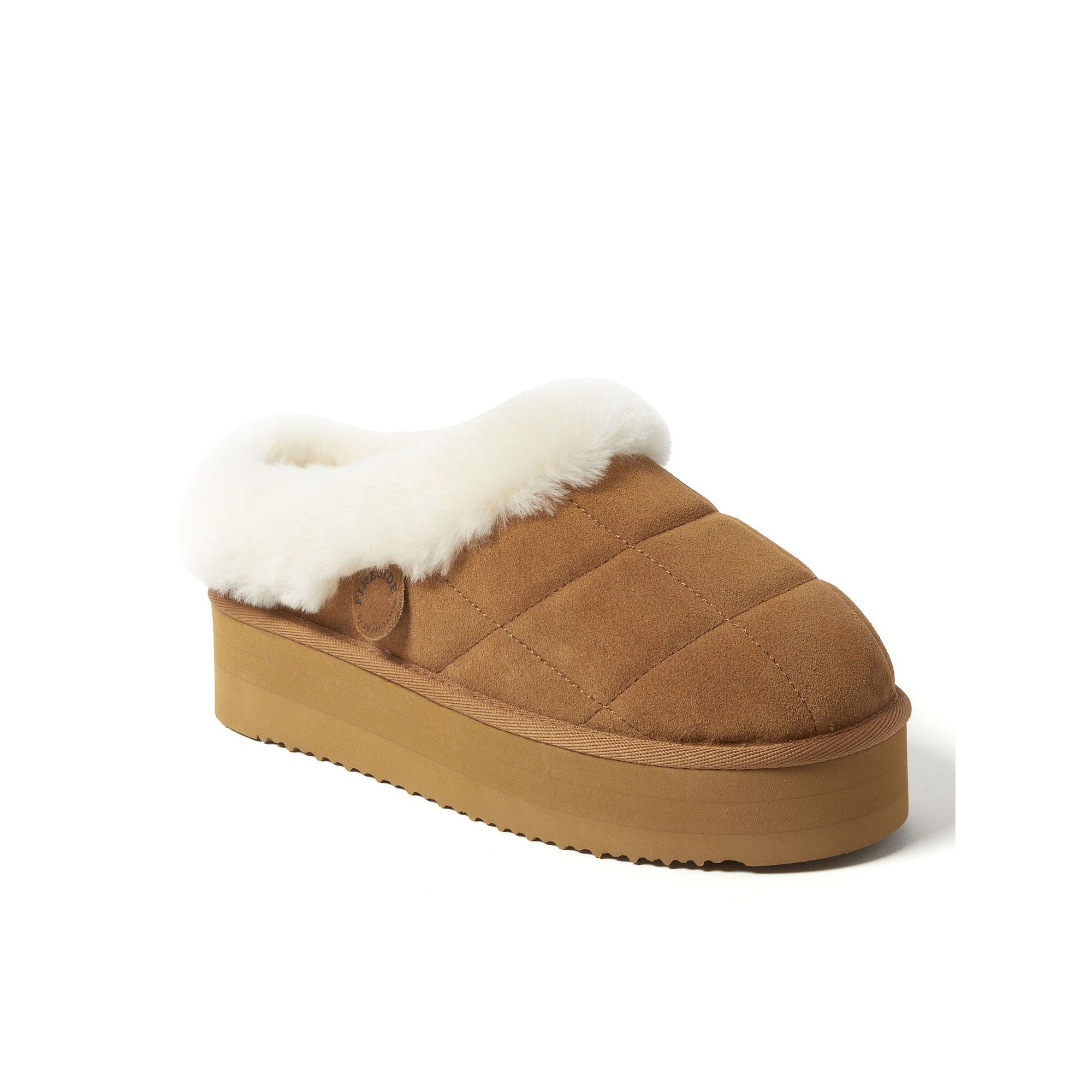 Fireside by Dearfoams Bendigo Womens Puff Platform Suede Clog Slippers, Si