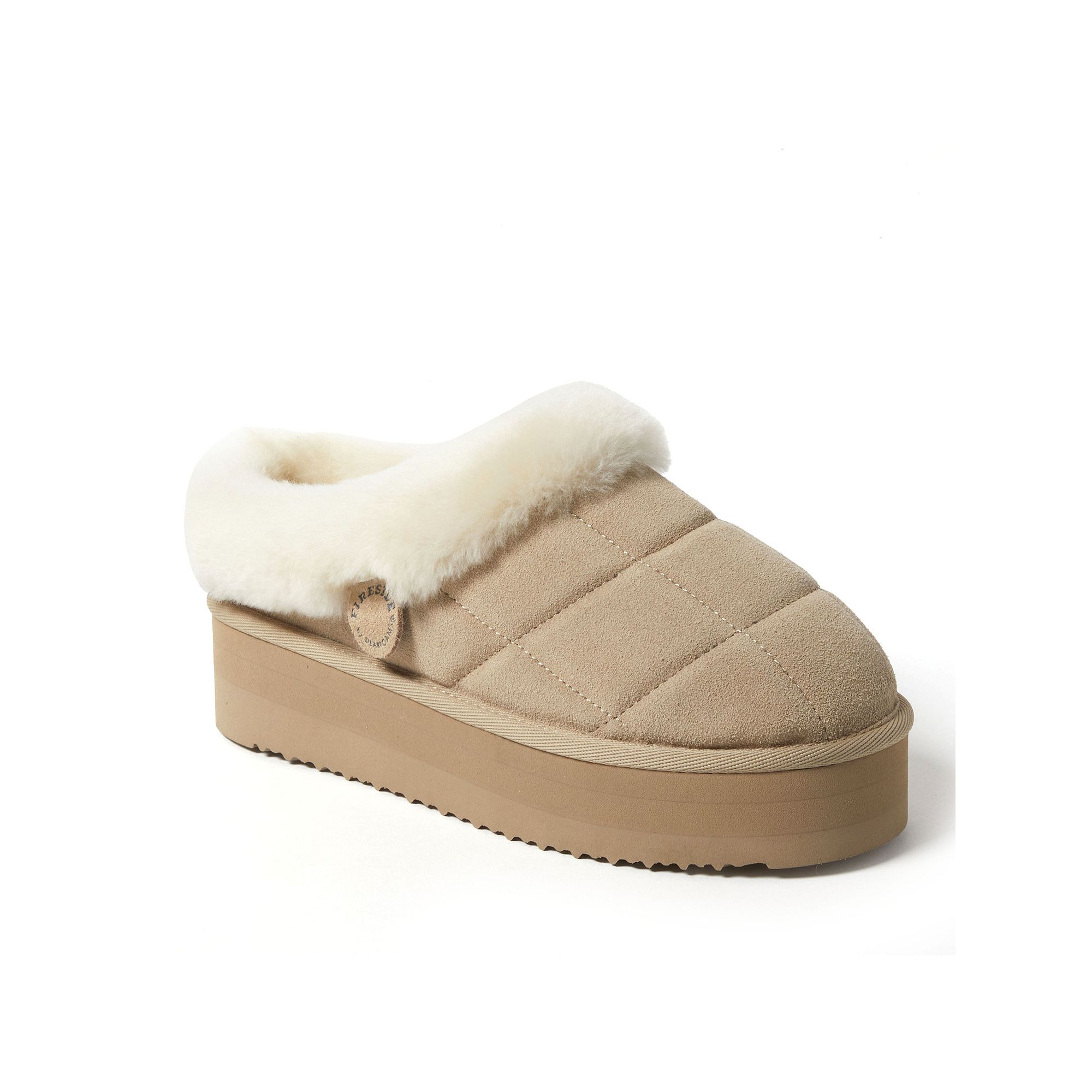 Fireside by Dearfoams Bendigo Womens Puff Platform Suede Clog Slippers, Si