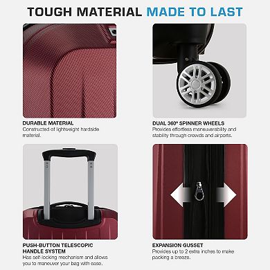Elite Luggage Dori Hardside Expandable Luggage 3-piece Set
