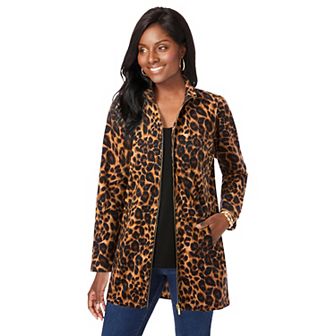 Jessica London Women's Plus Size Stretch Cotton Zip Front Hi-Low Jacket