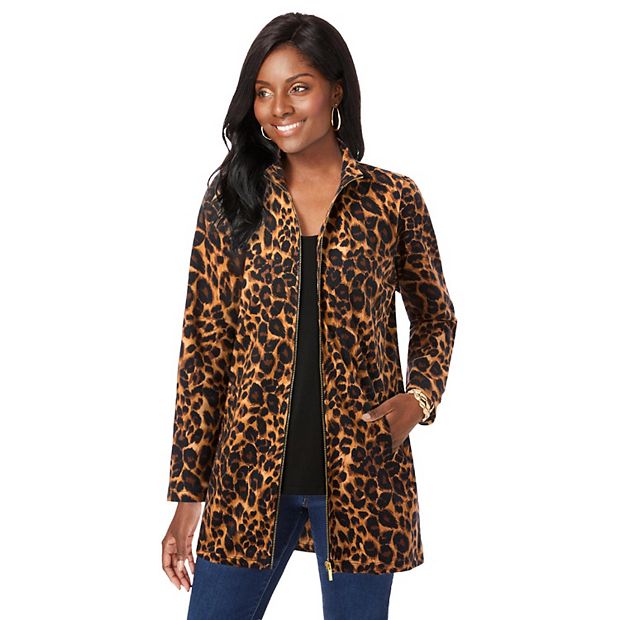 Jessica London Women's Plus Size Stretch Cotton Zip Front Hi-Low