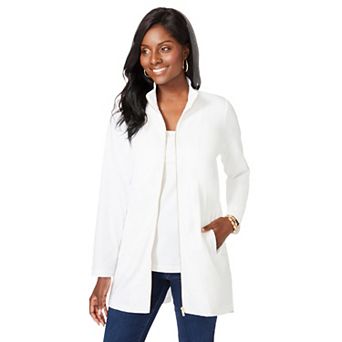 Jessica London Women's Plus Size Stretch Cotton Zip Front Hi-Low Jacket