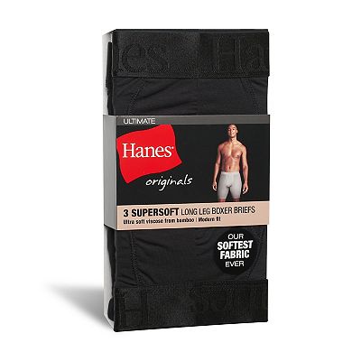 Men's Hanes Originals 3-Pack Ultimate SuperSoft Long Leg Boxer Briefs