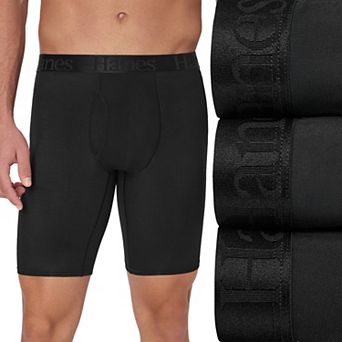 Men's Hanes® 3 Pack Originals Ultimate SuperSoft Long Leg Boxer Brief Underwear