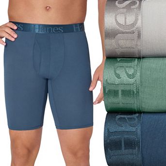 Men's Hanes® 3 Pack Originals Ultimate SuperSoft Long Leg Boxer Brief Underwear