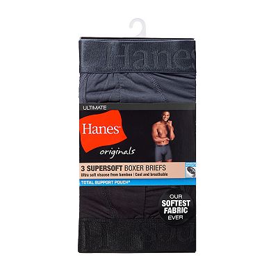 Men's Hanes® Originals 3-Pack Ultimate SuperSoft Boxer Briefs with Total Support Pouch