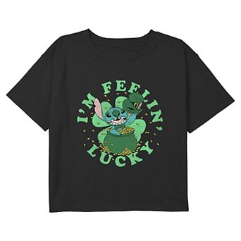 Disney's Lilo & Stitch I'm Feelin' Lucky Girls 7-16 Cropped Graphic Tee
