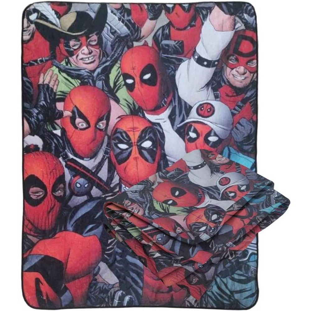 Marvel Deadpool Faces Fleece Softest Throw Blanket, Measures 60 X 45 Inches