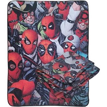 Marvel Deadpool Faces Fleece Softest Throw Blanket, Measures 60 X 45 in