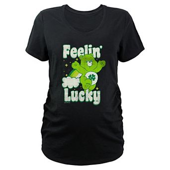 Maternity Care Bears Good Luck Bear Rainbow Feelin' Lucky Graphic Tee