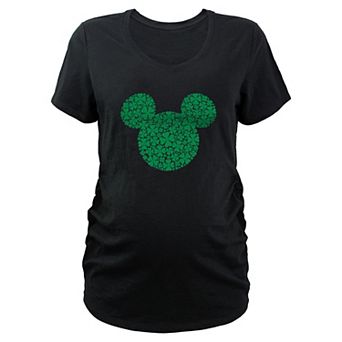Disney's Mickey Mouse Shamrock Print Head Maternity Graphic Tee