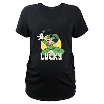 Disney's Mickey Mouse Lucky Shamrock Maternity Graphic Tee