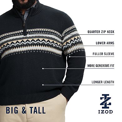 Big & Tall IZOD Holiday Fair Isle Quarter-Zip Sweater
