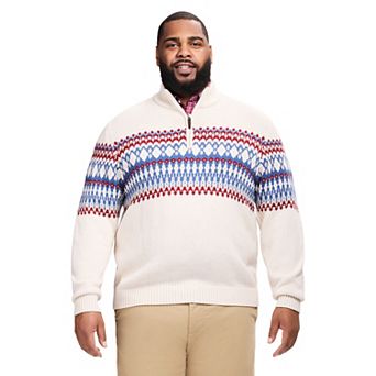 Big & Tall IZOD Holiday Fair Isle Quarter-Zip Sweater