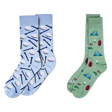 Men's 2 Pair Pack Novelty Sports Crew Socks